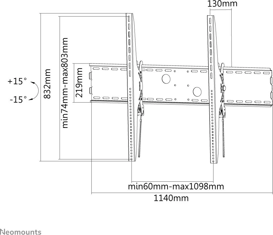 Mbajtës muri Neomounts, Newstar, LFD-W2000, 60"-100", i zi