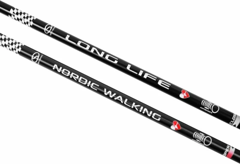 Bastonet për ecje nordike të rregullueshme Long Life SMJ, të zeza me ari