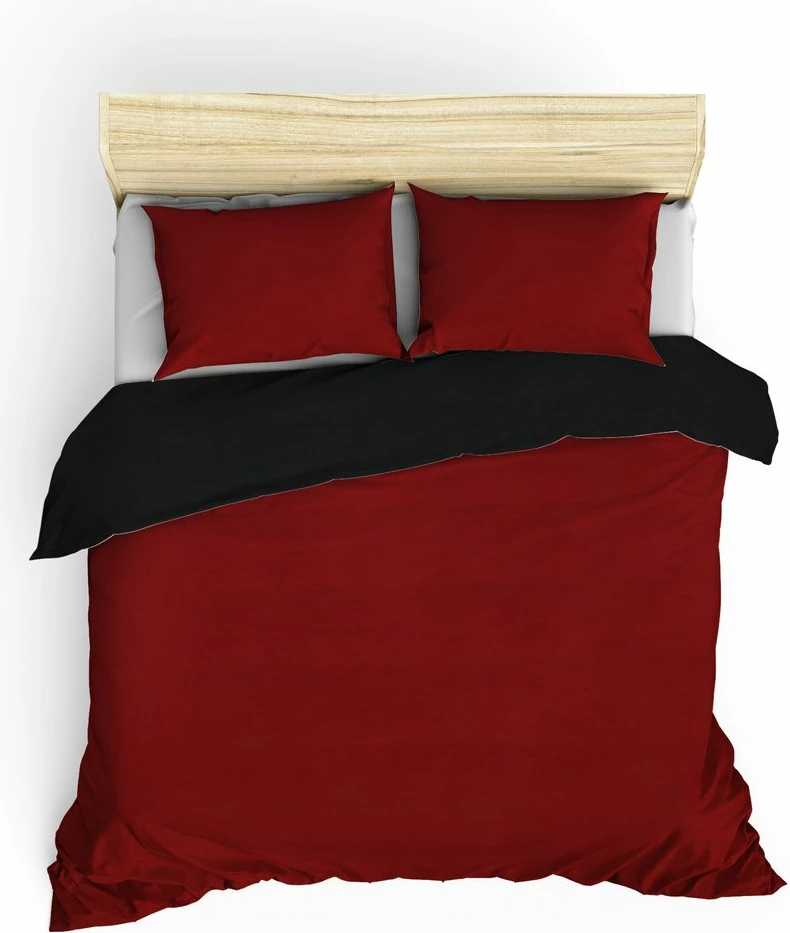 Set mbulesë për jorgan King, dyanshëm, ngjyrë e kuqe e errët dhe e zezë, L'essentiel