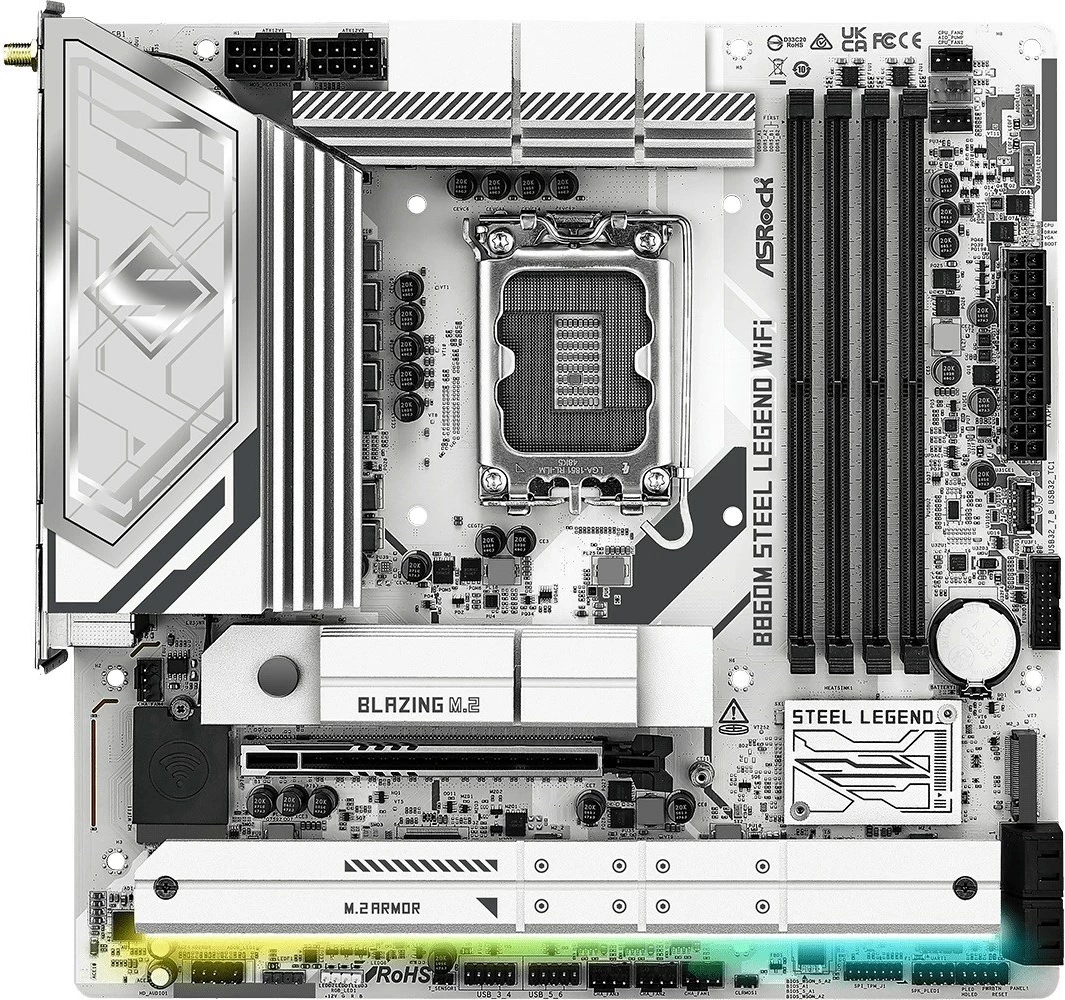 Pllakë amë ASRock B860M Steel Legend WiFi, micro ATX, Socket 1851, e bardhë