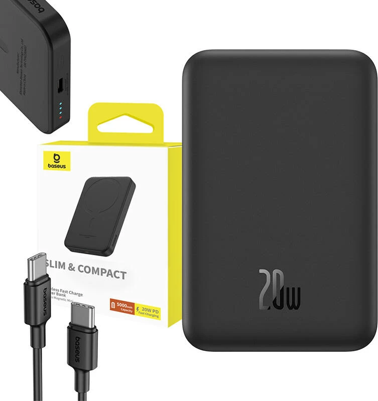 Powerbank Baseus Magnetic Mini 5000mAh, 20W, USB-C, e zezë