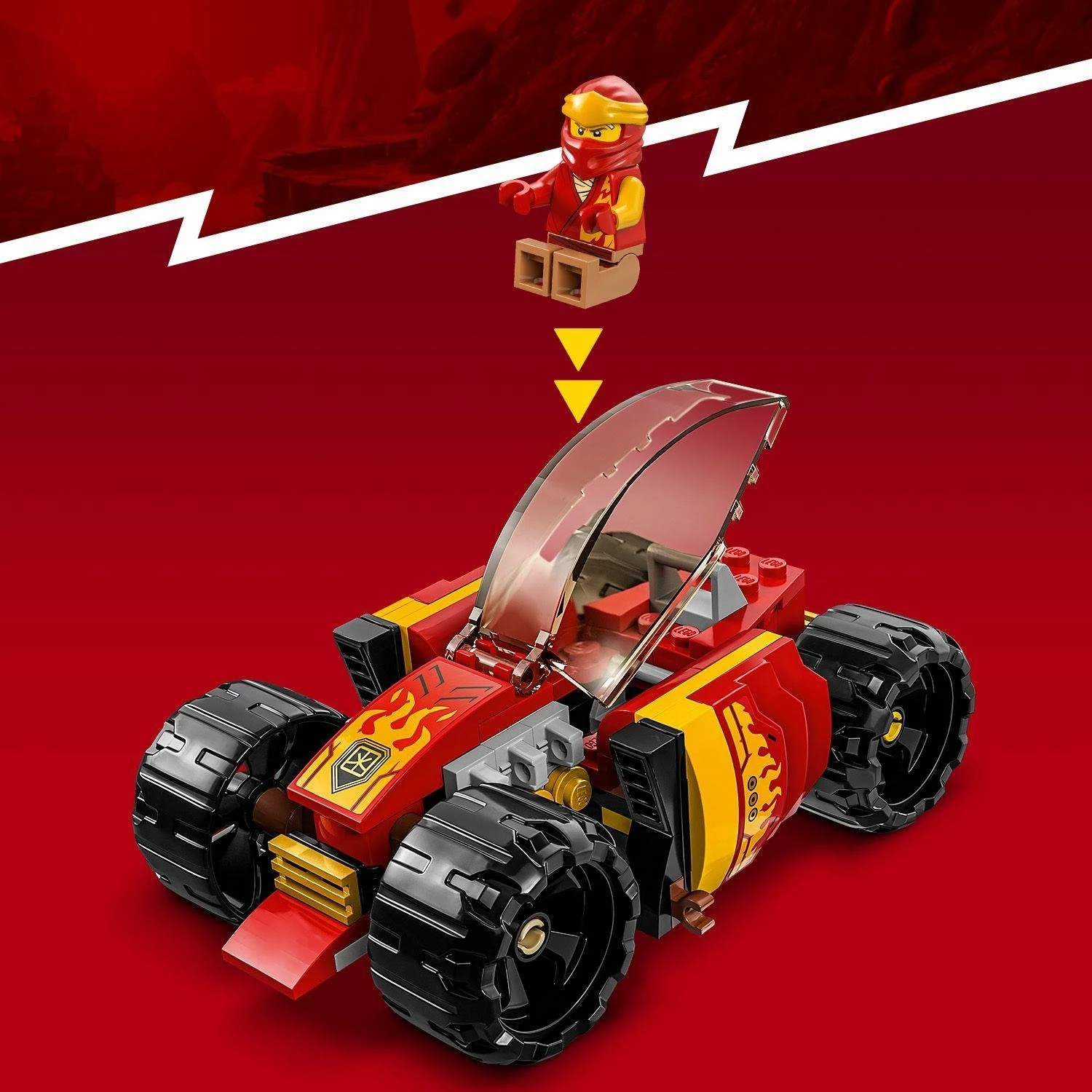 Set LEGO NINJAGO Kai's Ninja Race Car EVO 71780, 94 copë, e kuqe/ari