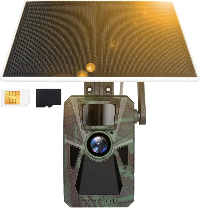 Kamerë foto-kurth KJK FKPCAM FK-HC10 me panel diellor, 14MP, 2.7K, IP66, 4G
