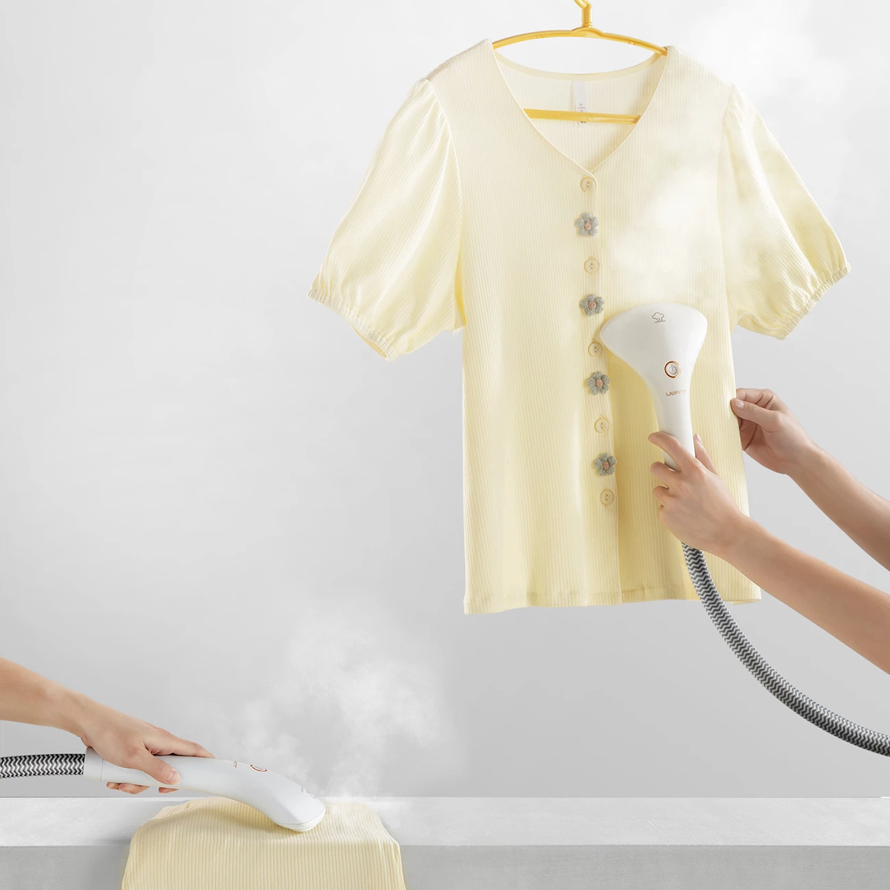 Fshesë me avull dhe korrent UWANT B200, 1900W, 12000Pa, me funksion pastrimi të thellë me avull, e bardhë, set aksesorësh