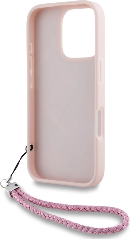 Mbështjellës Karl Lagerfeld Quilted Initial Logo & Chain Strap për iPhone 16 Pro Max, Rozë