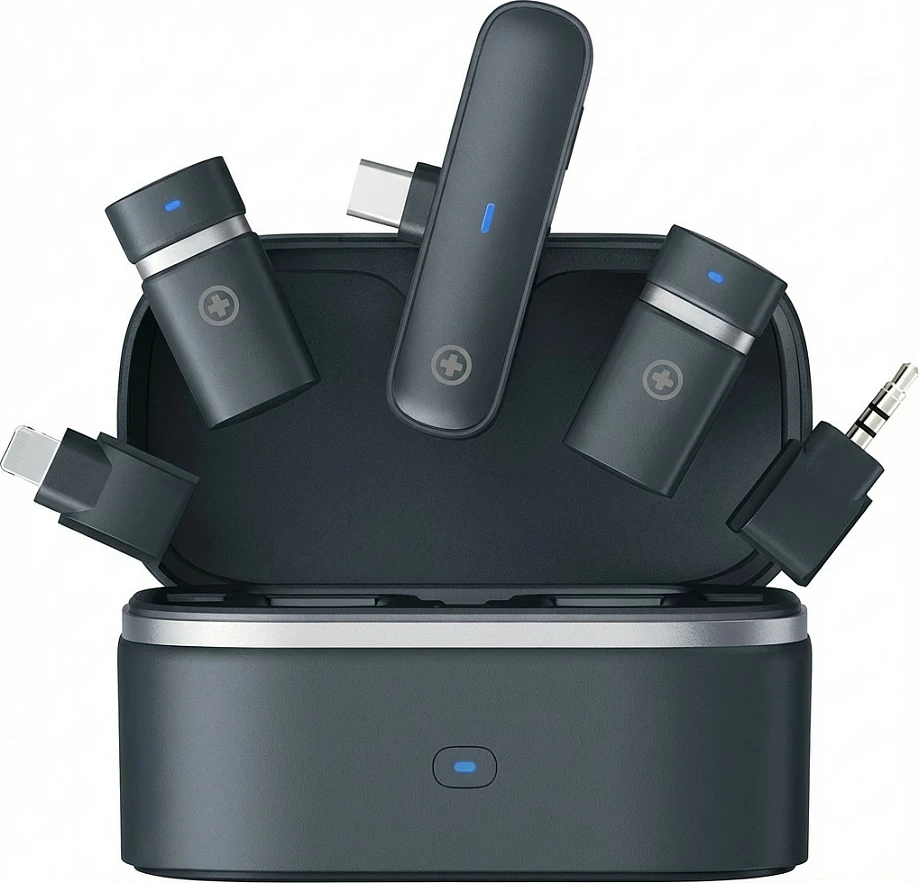 Set mikrofonash wireless Plusonic PS-TDS9, USB Type C/Lightning/3.5mm, WiFi, ngjyrë e zezë