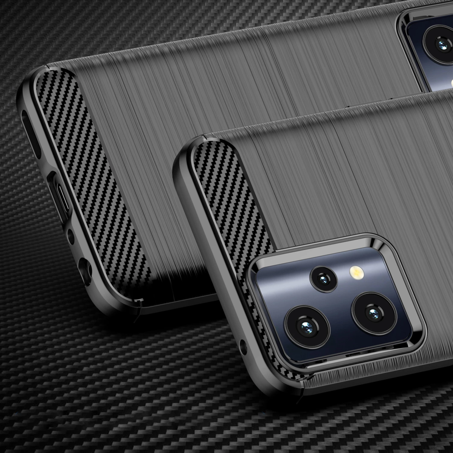 Mbështjellës Hurtel Carbon Case për Realme 9 Pro, i zi