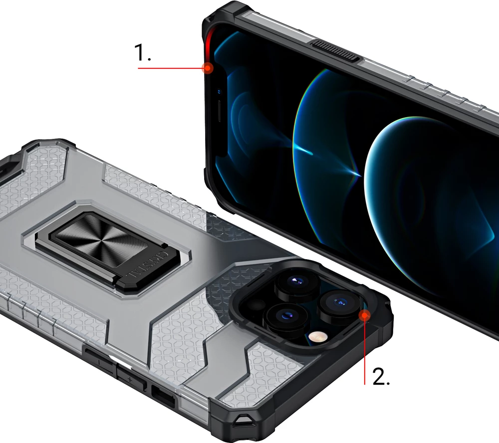 Mbështjellës Hurtel Crystal Ring Case për iPhone 12 Pro, me mbajtëse unaze, Blu