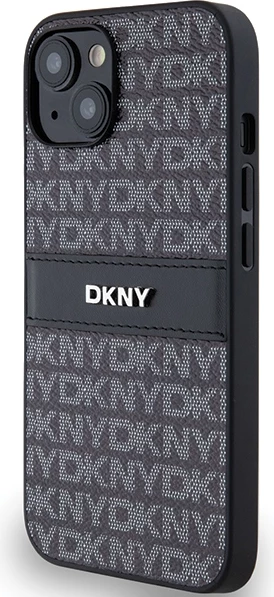 Mbështjellës DKNY Mono Stripe & Metal Logo për iPhone 15 Plus / 14 Plus, e zezë