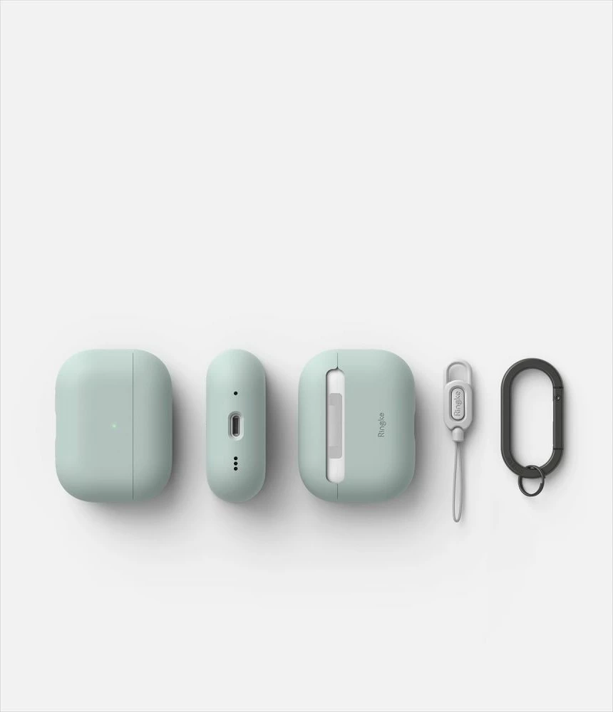 Mbështjellës Ringke për AirPods Pro/Pro 2, Silikon, i gjelbër, me karabiner