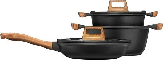 Set enësh gatimi Smile MGK-23, 8 pjesë, alumini, doreza të zeza, kapakë qeramike