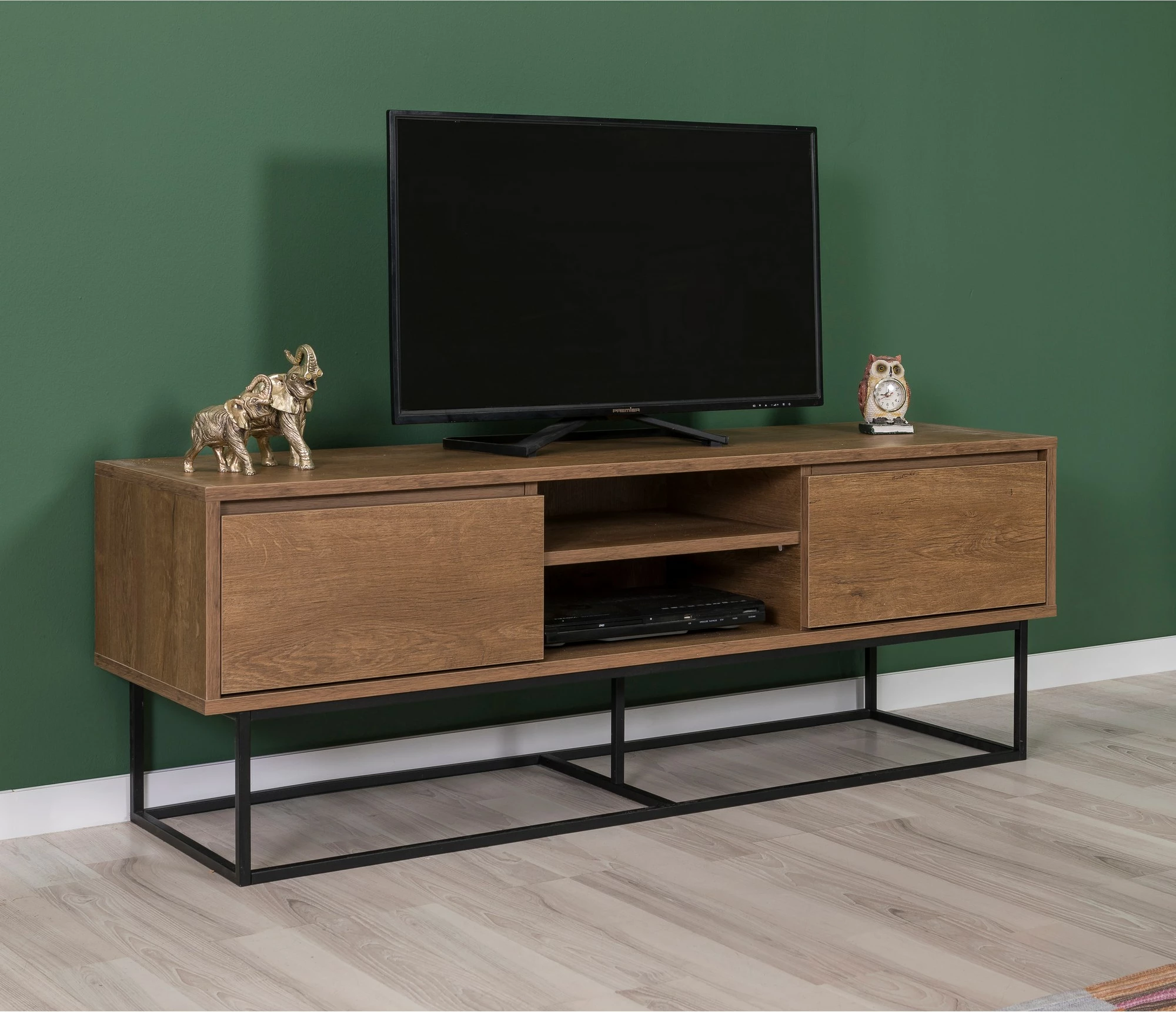 Set mobiljesh për dhomë dite Skye Decor, Laxus Takım 2, ngjyrë arrë dhe e zezë