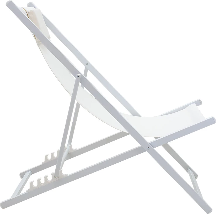 Shezlong profesional Corte, dru ahu, alumin, pëlhurë tekstilene, bardhë-bezhë