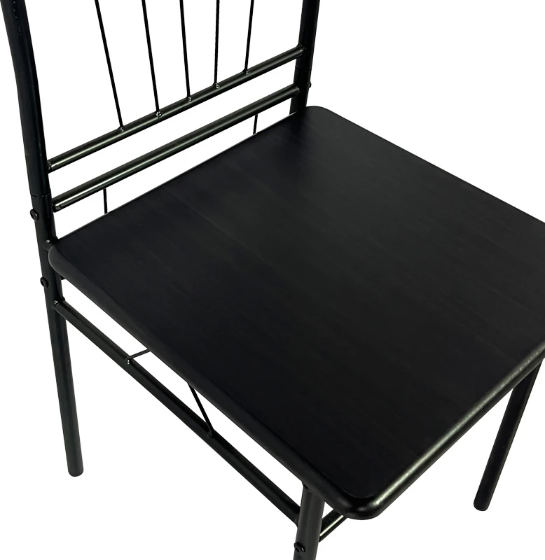 Tavolinë me karrige Roza II, set 5 copë, MDF, këmbë metalike të zeza, 110x60x74cm