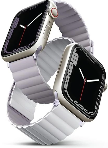 Rrip silikoni për Apple Watch UNIQ Revix, 42/44/45/49mm, dyngjyrësh vjollcë-e bardhë