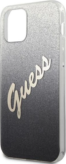 Mbështjellës Guess GUHCP12LPCUGLSBK për iPhone 12 Pro Max 6.7", Glitter Gradient, zi