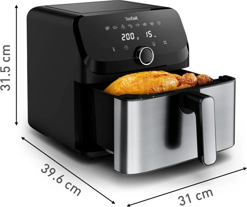 Fritezë me ajër të nxehtë Tefal Easy Fry Mega EY855D10, 7.5 L, E zezë, Inox