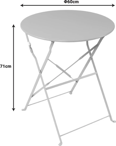 Set bistro 3 copë tavolinë metalike palosëse, ngjyrë e verdhë, D60x71cm