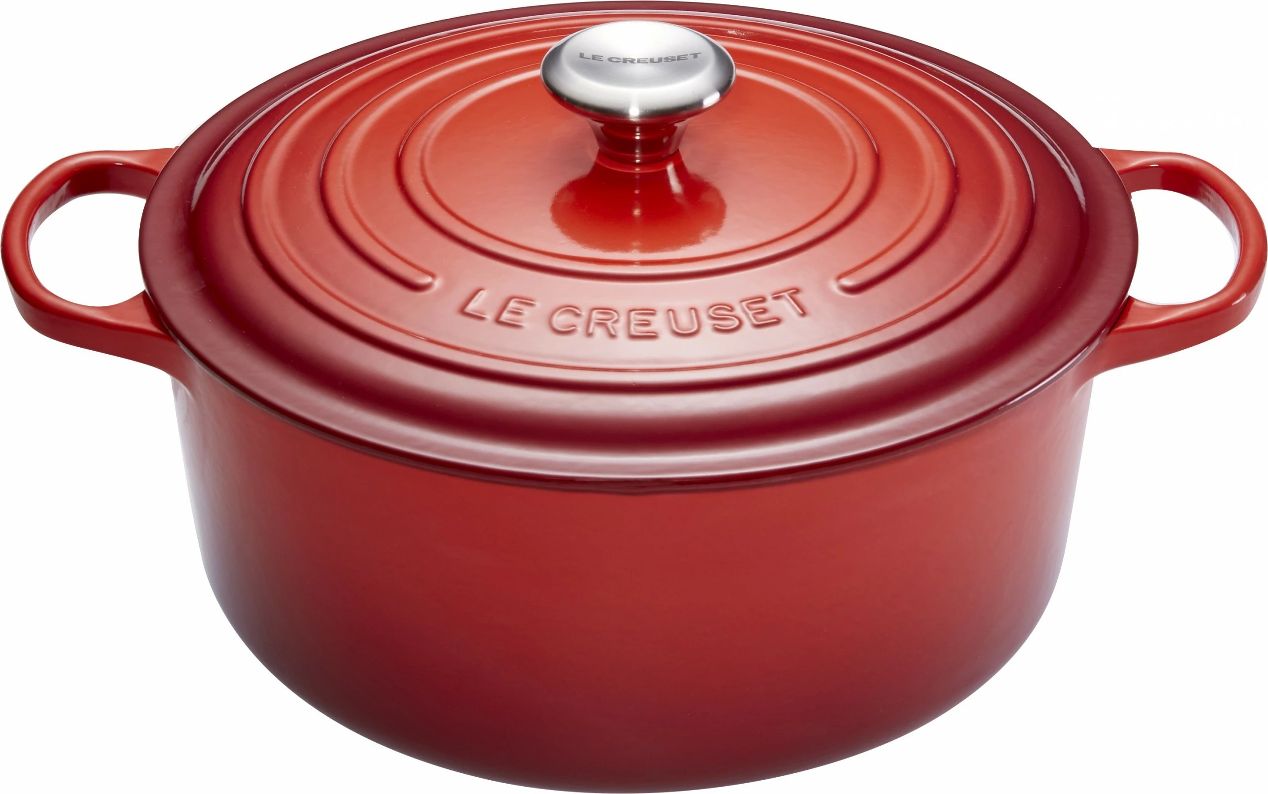 Tenxhere Le Creuset 21177260602430, 5.3L, rrumbullakët, gize, smalt, e kuqe