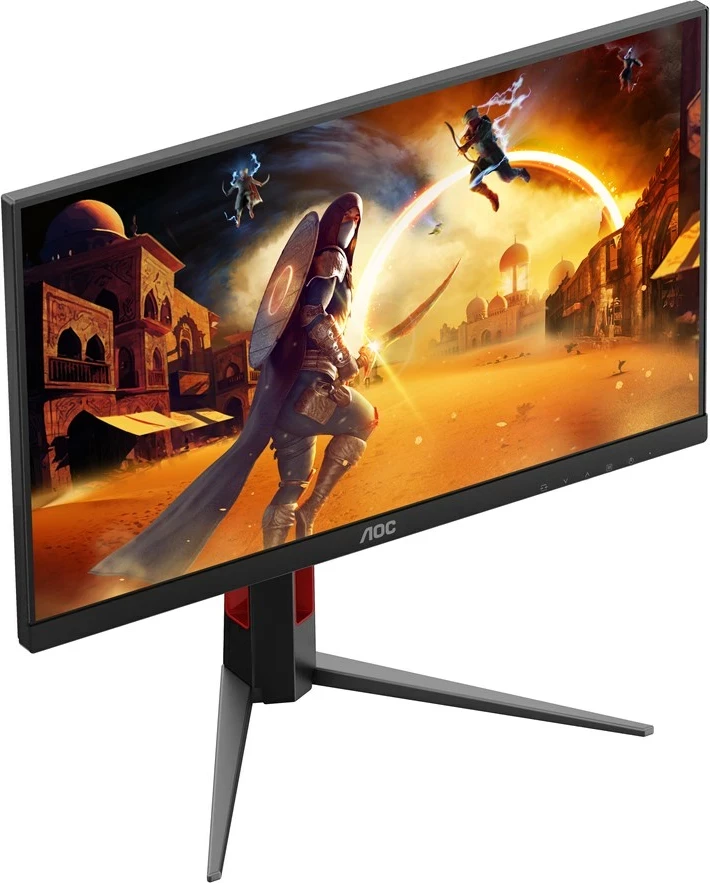 Monitor gaming AOC 24G4HA, 23.8", Full HD, LED, i zi me të kuqe