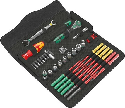 Set veglash Wera 05135870001, 35 copë, kasë tekstili, e zezë