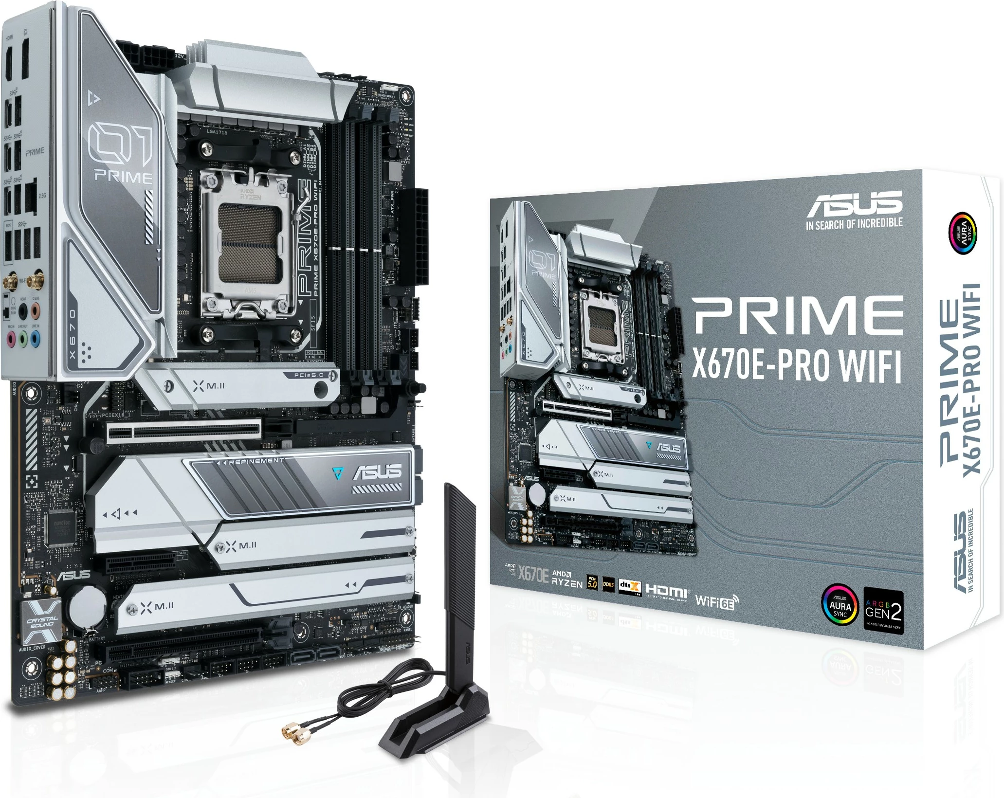 Pllakë amë ASUS PRIME X670E-PRO WIFI, AMD, Socket AM5, DDR5-SDRAM, 128 GB, E bardhë