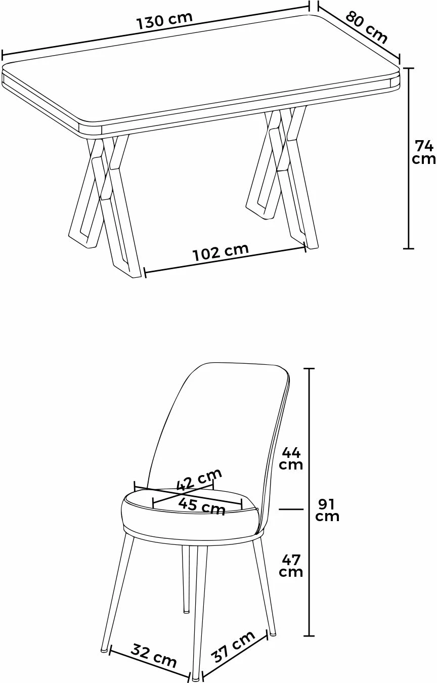 Set tavoline me karrige (5 copë), Skye Decor, Vals, mermer i zi, krom, e zezë