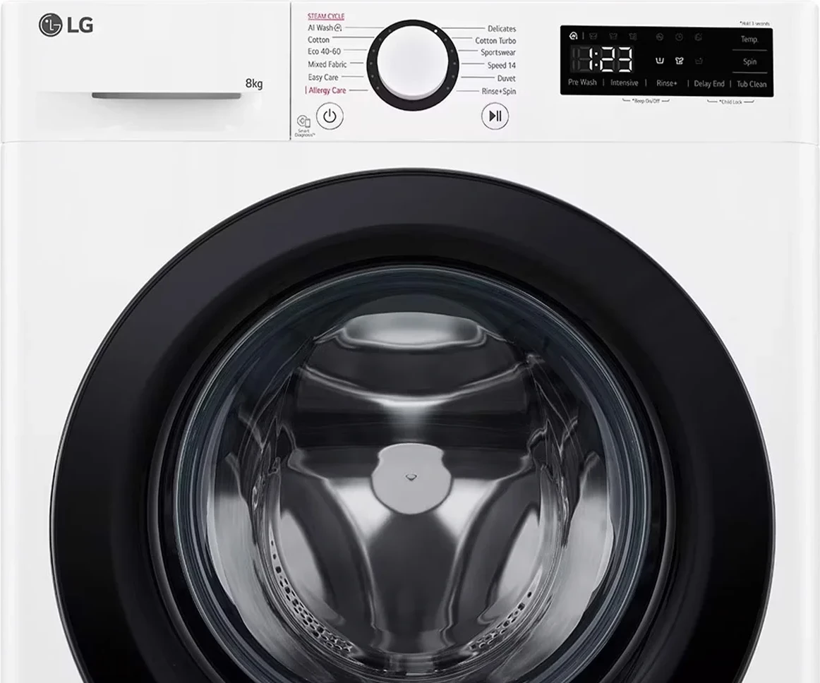 Makinë larëse, LG, F2WR508SBW, 8 kg, 1200 rpm, AI DD, Steam, klasa energjike A, slim, e bardhë