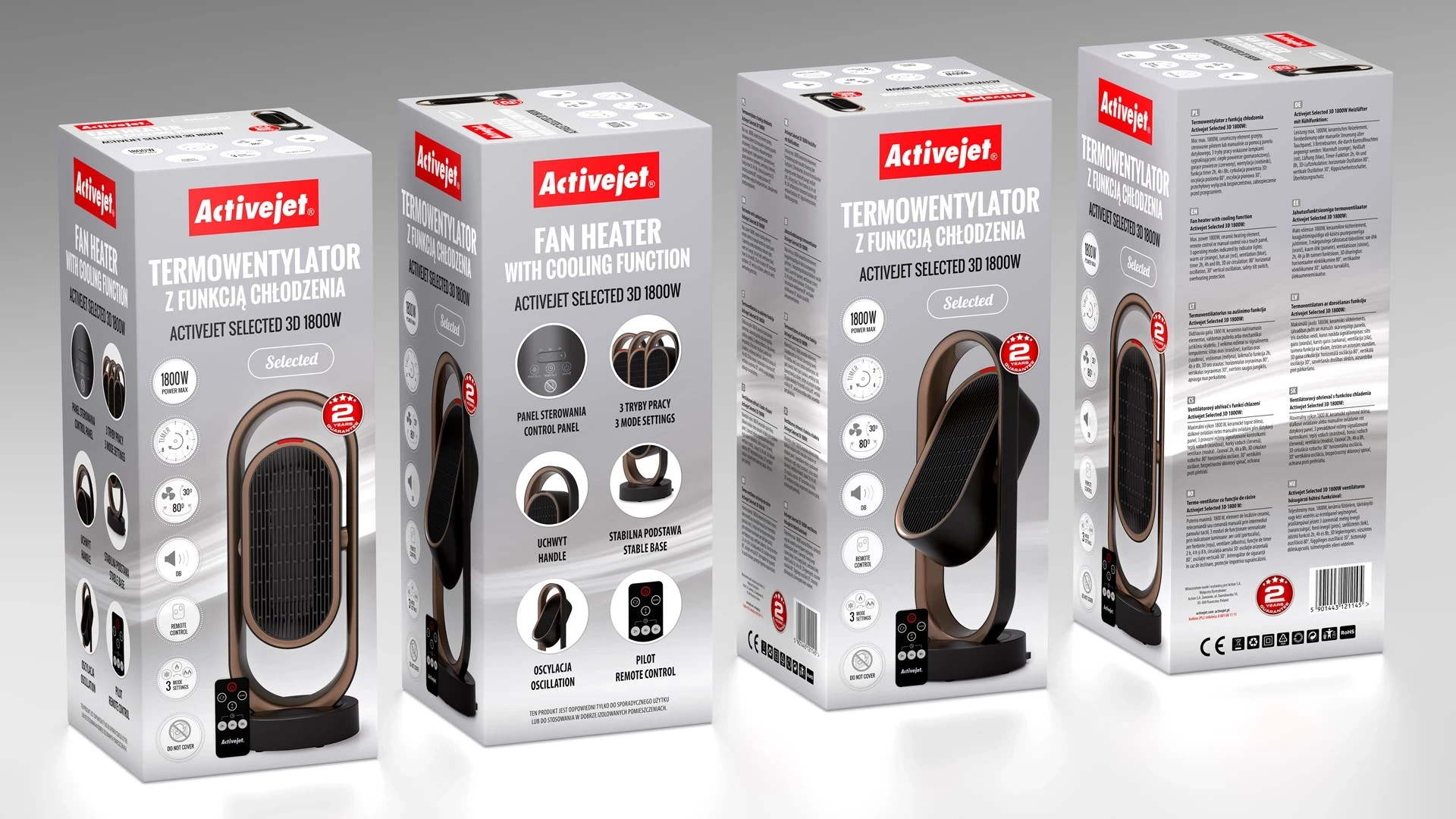 Ngrohës me funksion ftohjeje Activejet Selected 3D, 1800 W