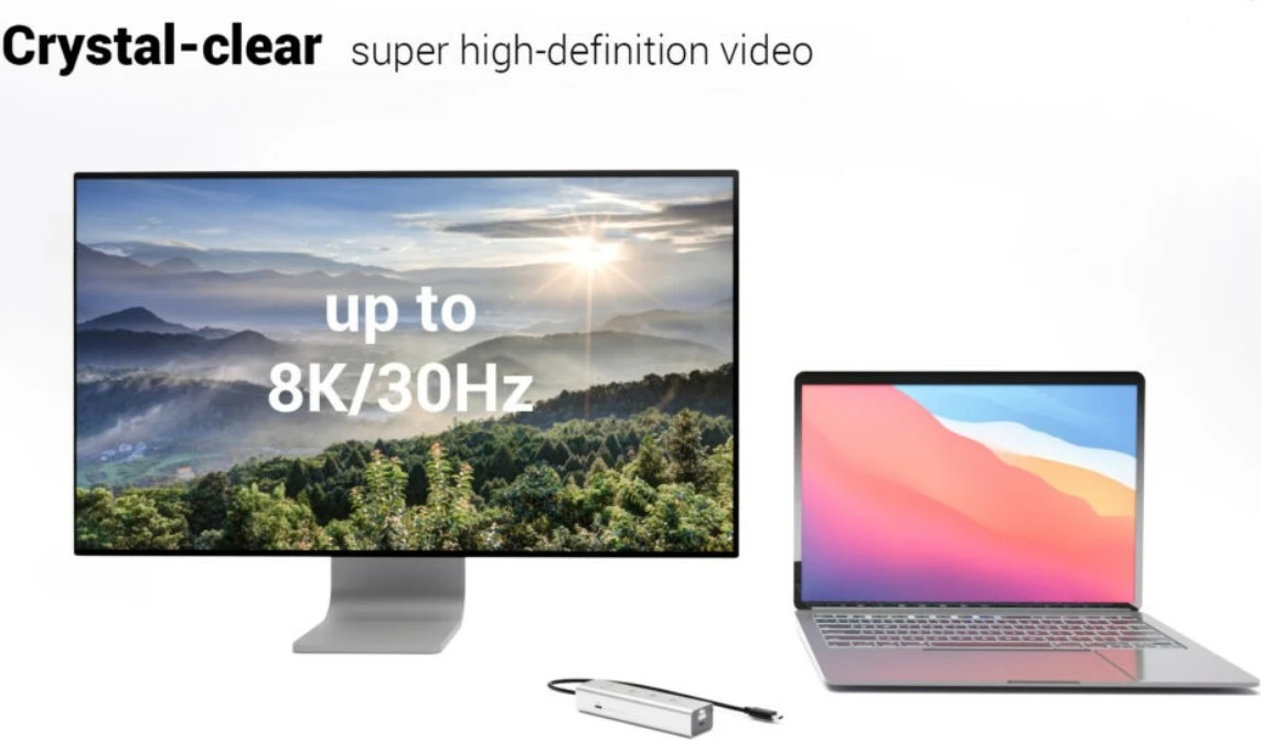HUB USB-C i-tec C31HUBMETAL8KPDPRO, 5 porta, video 8K, Power Delivery 85W, Argjend