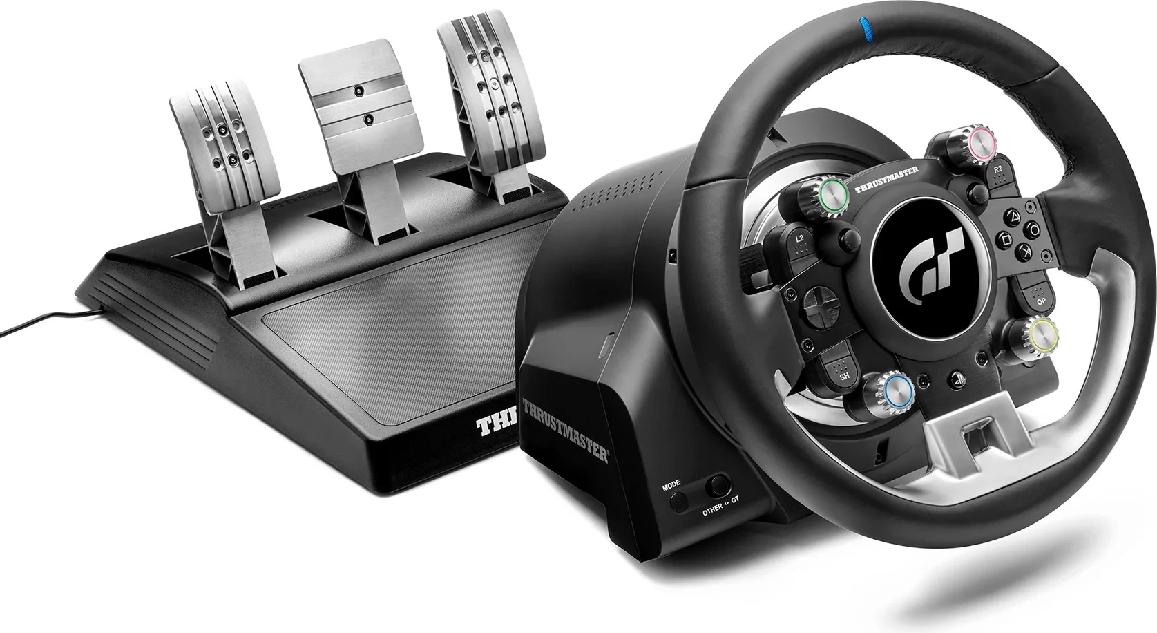 Volan garash Thrustmaster T-GT II, Force Feedback, për PS5/PS4/PC, set me 3 pedale, i zi