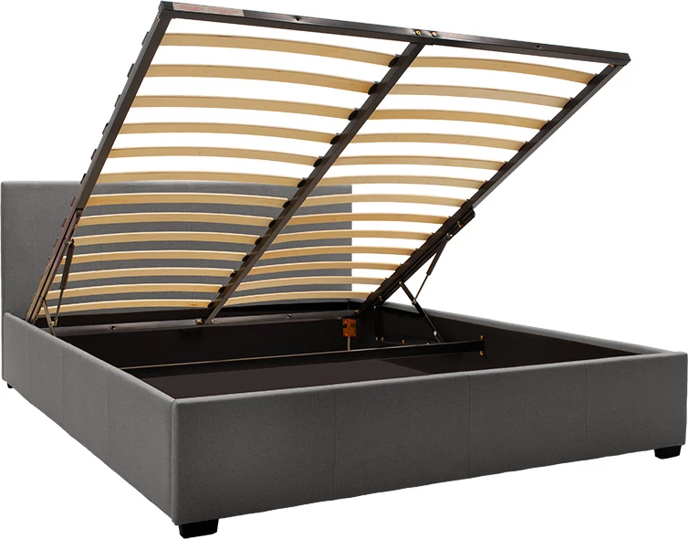 Krevat dopio Norse me stof me hapësirë ruajtëse ngjyrë gri e errët matte 160x200cm