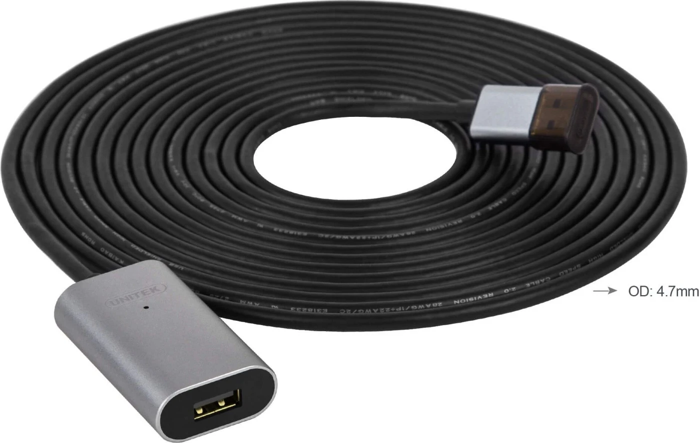 Zgjërues për USB Unitek, 5.0m, i zi