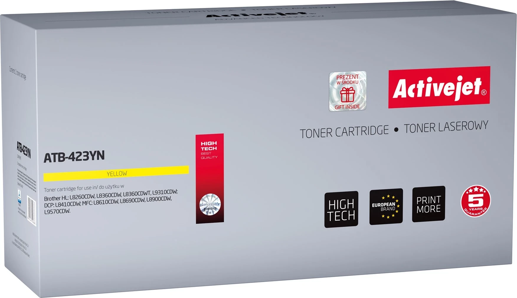 Toner zëvendësues Activejet ATB-423YN për printer Brother TN-423Y, i verdhë