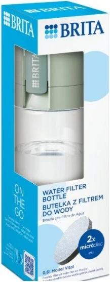 Shishe uji me filtër BRITA Vital 0.6L, jeshile pastel, 2 copë