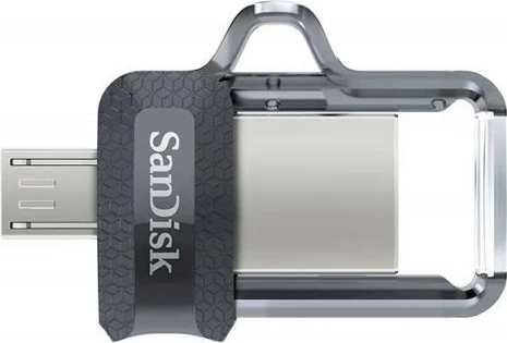 Pendrive SanDisk Ultra Dual Drive m3.0, 256GB, USB 3.0/microUSB, Zi/Gri/Transparent