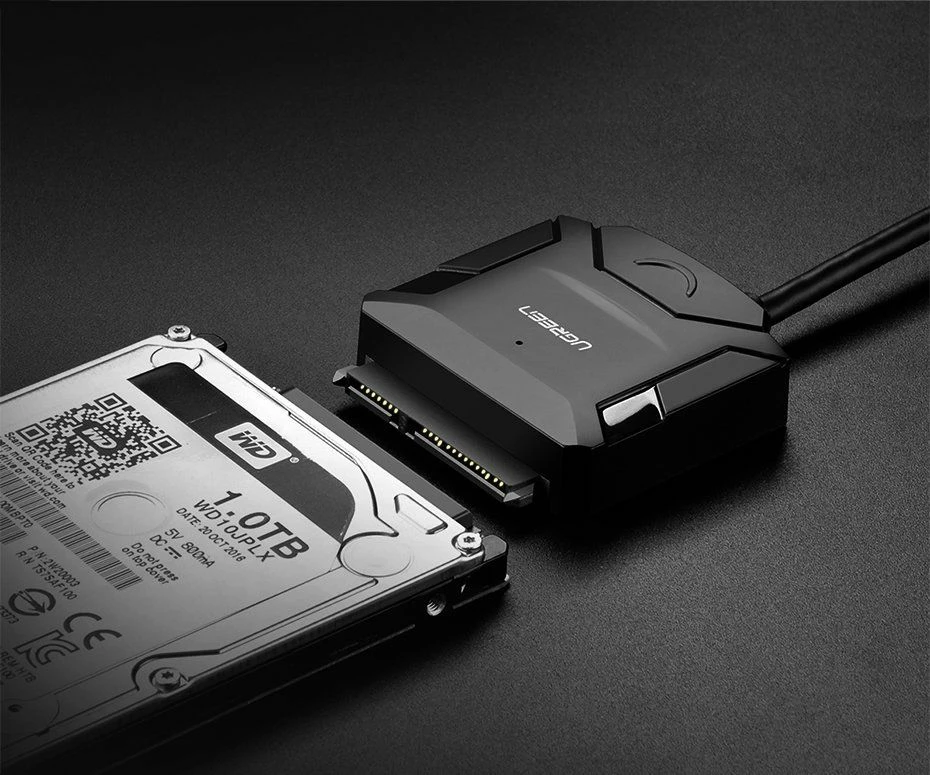 Adapter USB 3.0 në SATA Ugreen Pocket për disqe 2.5\"/3.5\" deri 4TB, i zi