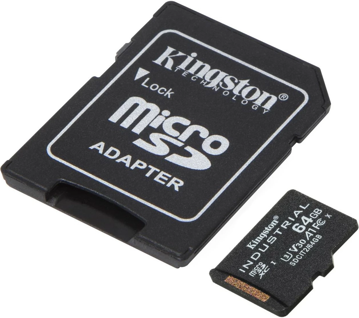 Kartelë memorie Kingston Industrial 64GB microSD me adapter, e zezë