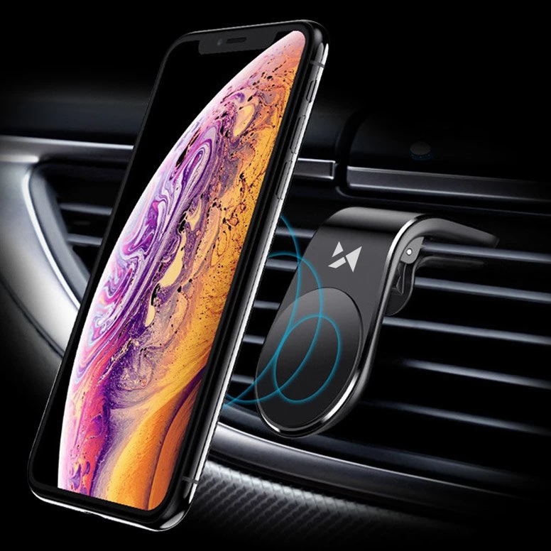 Mbajtës magnetik për celular Wozinsky WCH-02 për grilë ventilimi, i zi