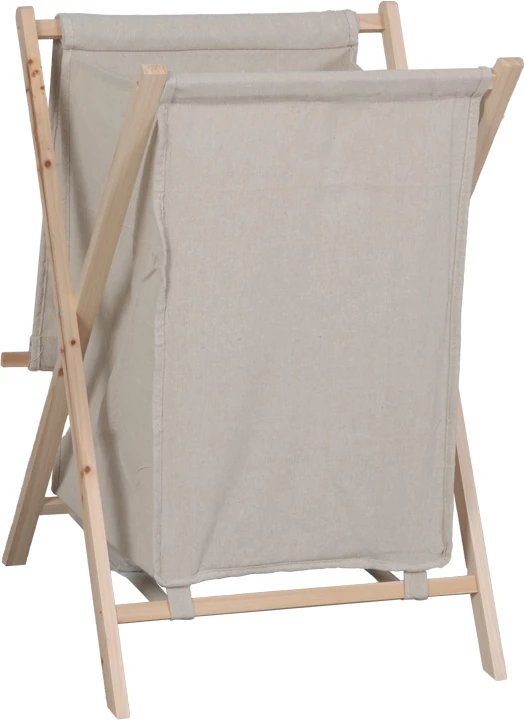 Shportë rrobash palosëse, dru bredhi, material bezhë, Lonerte, 43.5x41x64cm