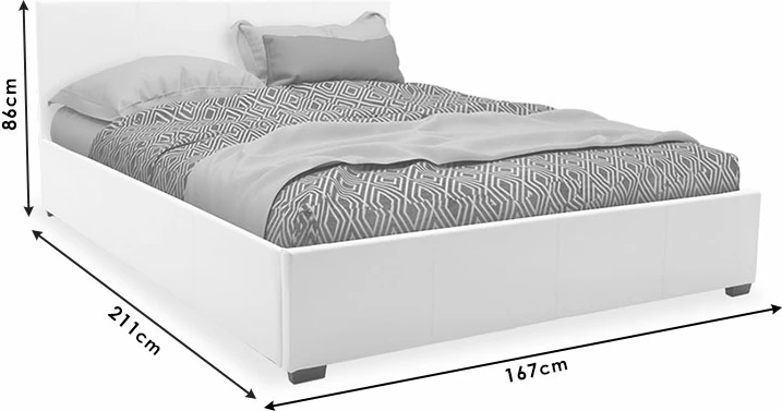 Krevat dopio Norse PU me depo të mbyllur, ngjyrë e zezë matte, 160x200cm