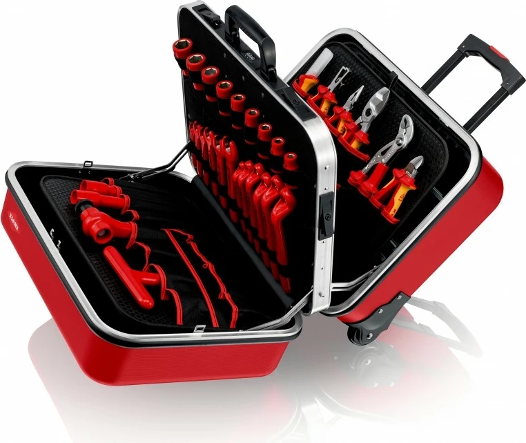 Kasë veglash Knipex 98 99 15, ABS/Alumin, 2 ndarje, e zezë/kuqe