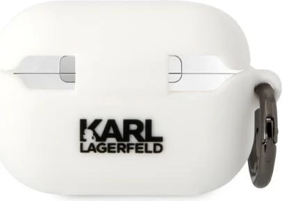 Mbështjellës Karl Lagerfeld KLAP2RUNCHH për AirPods Pro 2, silikon, Choupette Head 3D, Bardhë