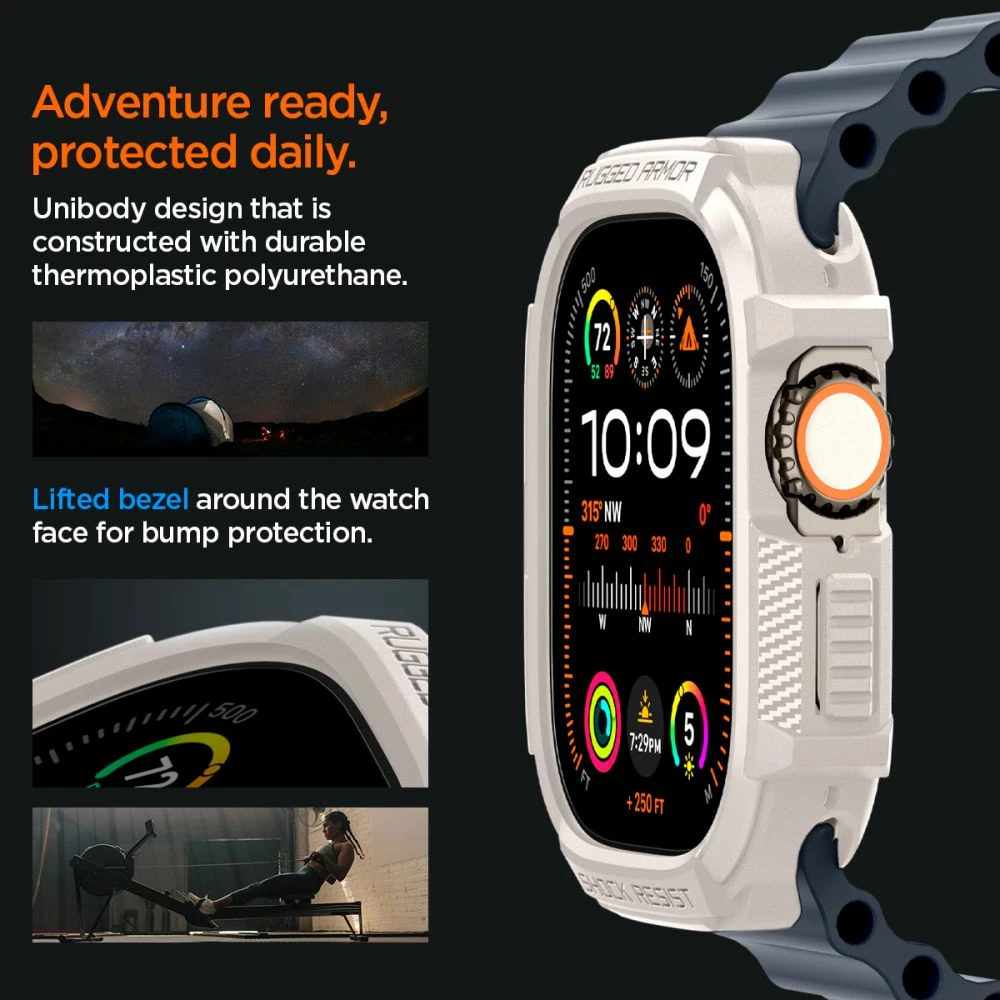 Mbështjellës Spigen Rugged Armor për Apple Watch Ultra 1/2 49mm, Bezhe