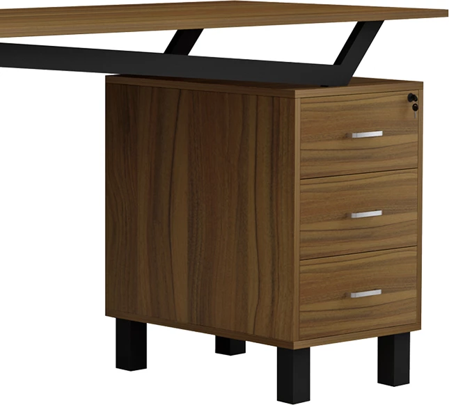 Tavolinë zyre me sirtarë, ngjyrë arre e zezë, Prosper, 140x60x76cm