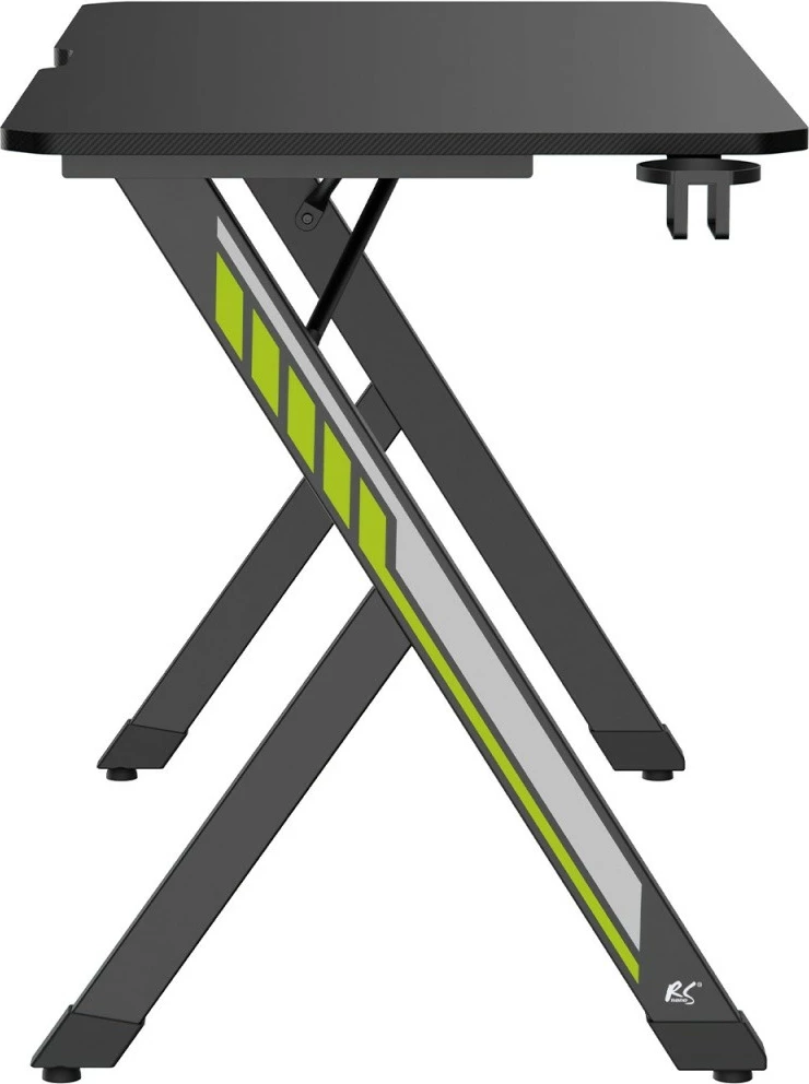 Tavolinë gaming, Maclean NanoRS RS101, 120x60x75 cm, ngarkesë 75 kg, me mbajtës kufjesh dhe gote, e zezë