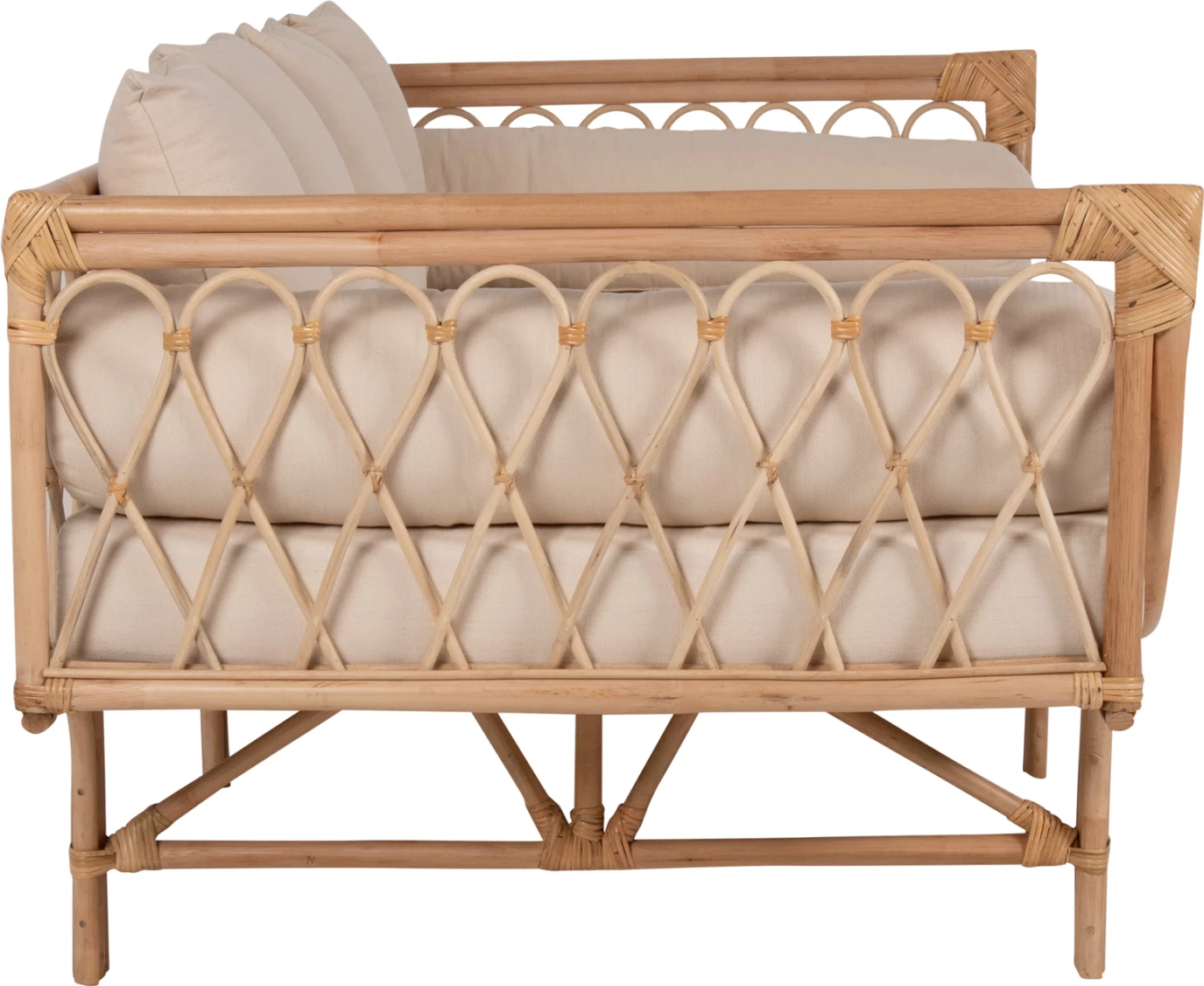 Divan ALIKI FH9658 prej ratanit, jastëkët bezhë, 200x100x86H cm