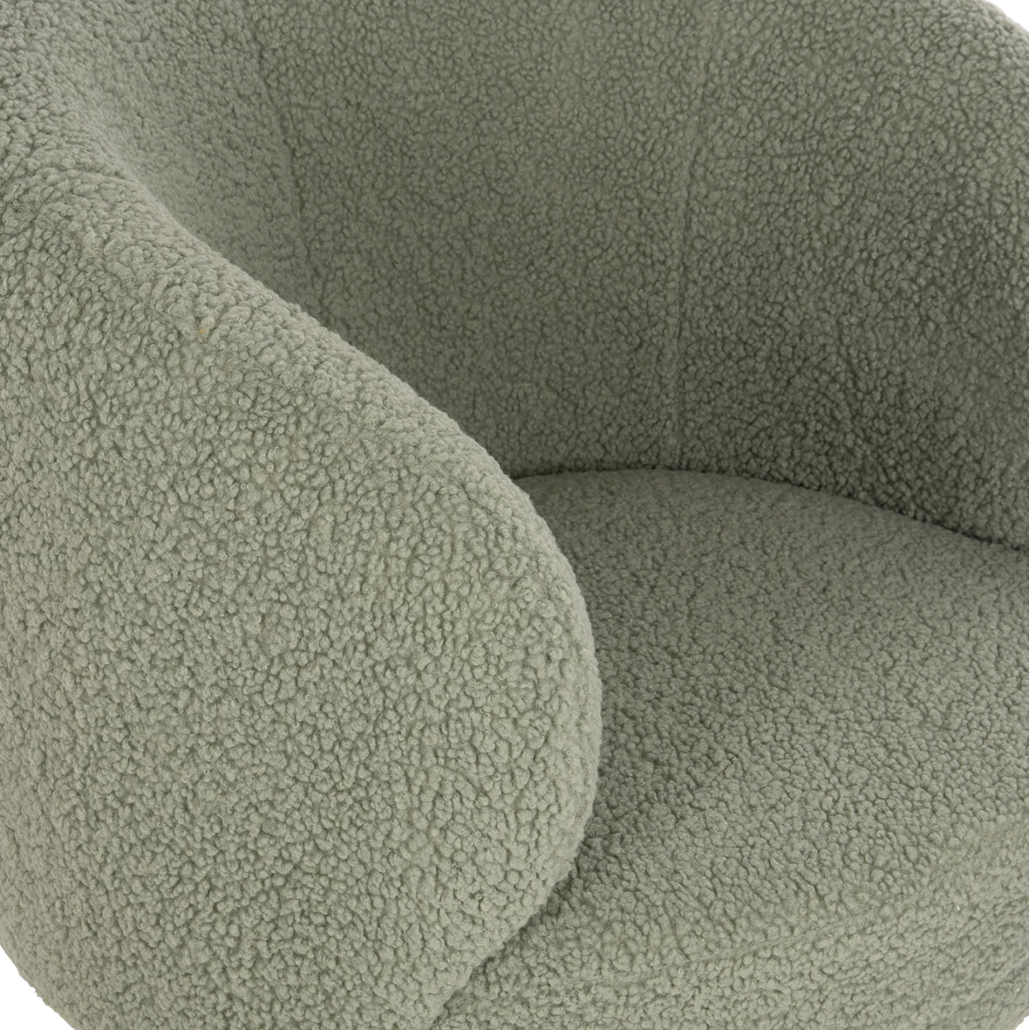 Karrige me krahë ARIEN FH8403.27, pëlhurë boucle, ngjyrë fistik, bazë metalike argjendi, 78x75x84H cm