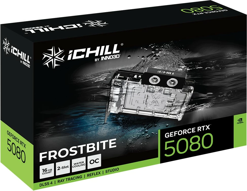 Kartelë grafike Inno3D RTX5080 iChill Frostbite 16GB GDDR7, e zezë/transparente