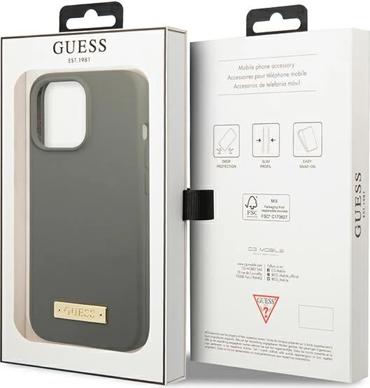 Mbështjellës Guess GUHMP13LSPLG për iPhone 13 Pro / 13 6.1", silikon, MagSafe, Gri